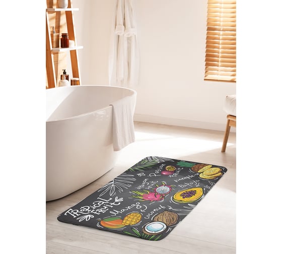 Изображение товара Коврик для ванной комнаты и туалета противоскользящий JOYARTY "Тропические фрукты" 60х100 см bath_62317_60x100