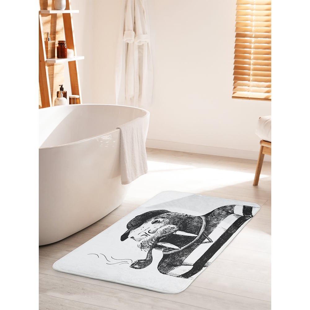 Изображение товара Коврик для ванной комнаты и туалета JOYARTY Морж с трубкой 60х100 см противоскользящий