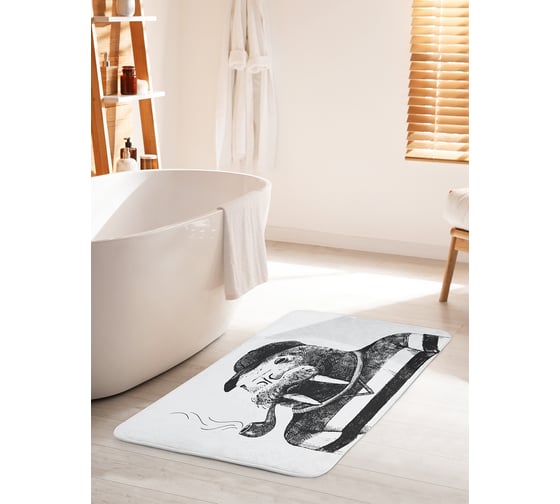 Изображение товара Коврик для ванной комнаты и туалета противоскользящий JOYARTY "Морж с трубкой" 60х100 см bath_60707_60x100