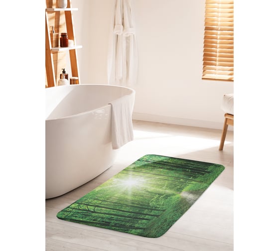 Изображение товара Коврик для ванной комнаты и туалета противоскользящий JOYARTY "Зеленый лес" 60х100 см bath_125591_60x100