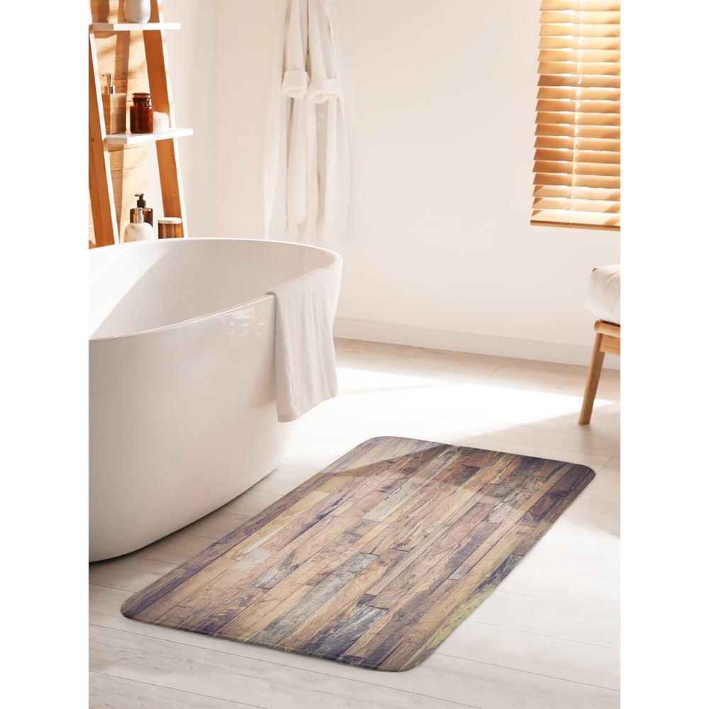 Изображение товара Коврик для ванной комнаты противоскользящий JOYARTY 60x100 см стиль "старые доски"