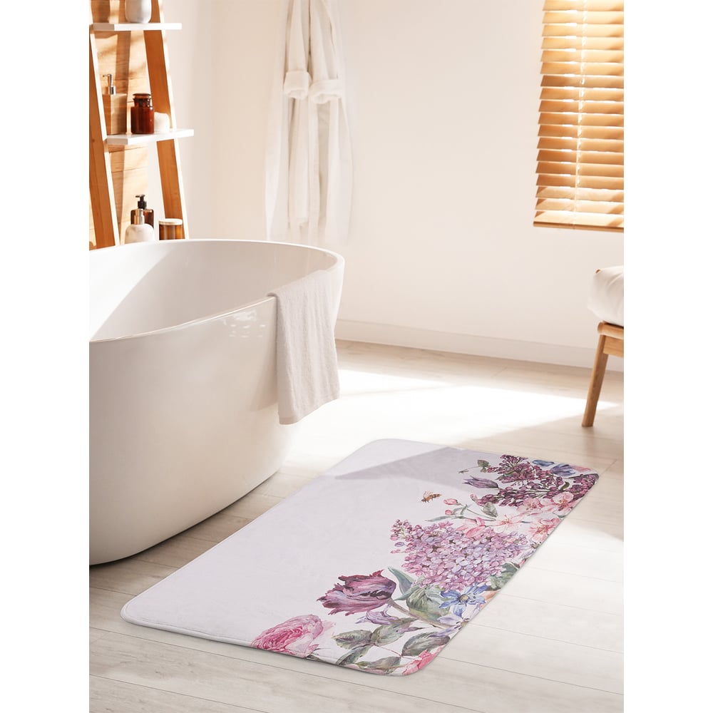 Изображение товара Коврик для ванной комнаты и туалета противоскользящий JOYARTY "Цветы акварелью" 60х100 см bath_378488_60x100