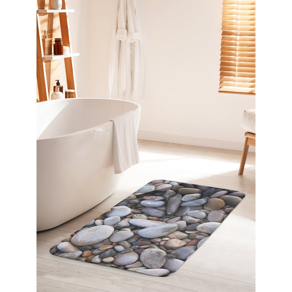 Изображение товара Коврик для ванной комнаты и туалета противоскользящий JOYARTY "Морская галька" 60х100 см bath_91599_60x100