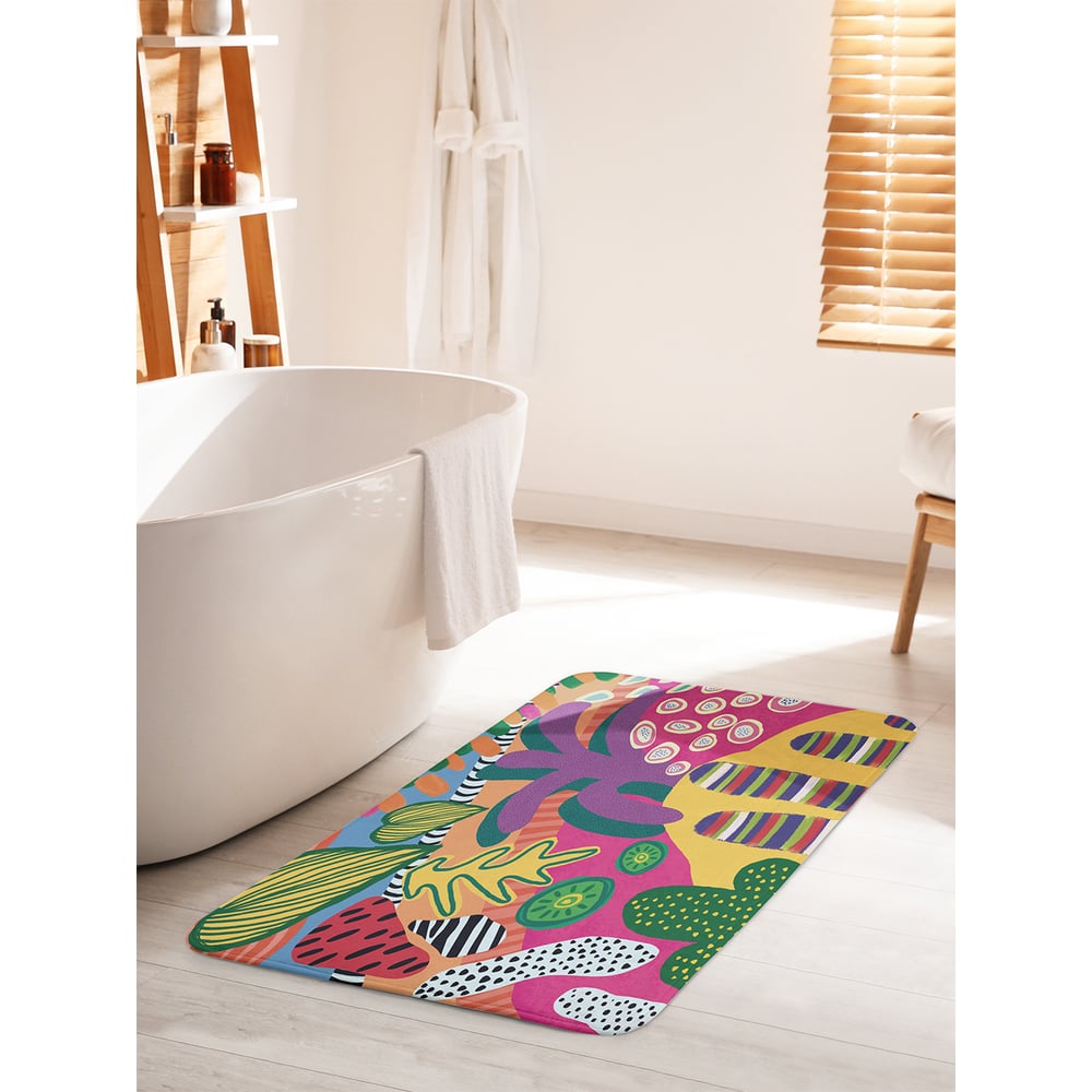 Изображение товара Коврик для ванной JOYARTY "Неоновые тропики" 60х100 см с антискользящим покрытием