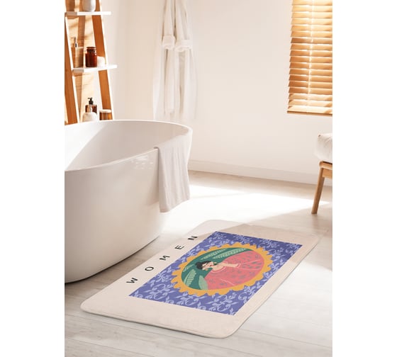 Изображение товара Коврик для ванной комнаты и туалета противоскользящий JOYARTY "Девушка с помадой" 60х100 см bath_387151_60x100