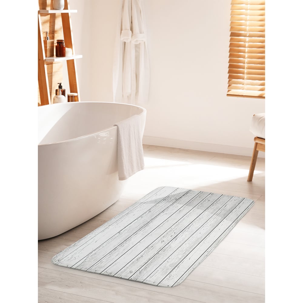 Изображение товара Противоскользящий коврик для ванной JOYARTY "Деревянные доски" 60х100 см серый