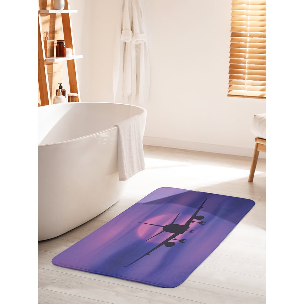 Изображение товара Противоскользящий коврик для ванной JOYARTY Самолет в полете на закат 60х100 см