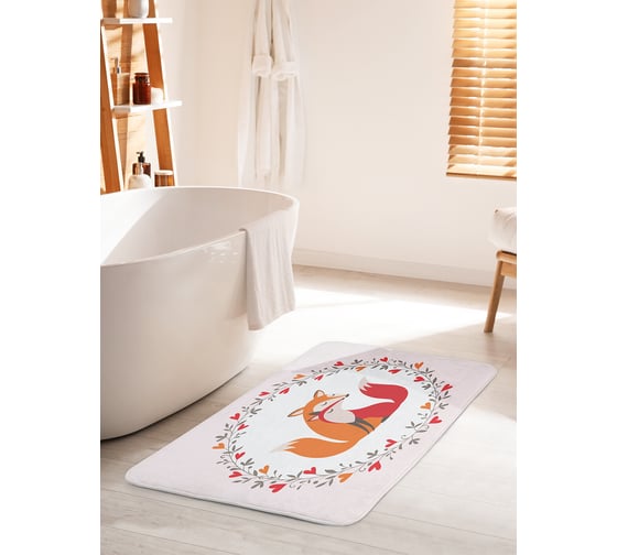 Изображение товара Коврик для ванной комнаты и туалета противоскользящий JOYARTY "Лисья любовь" 60х100 см bath_91994_60x100