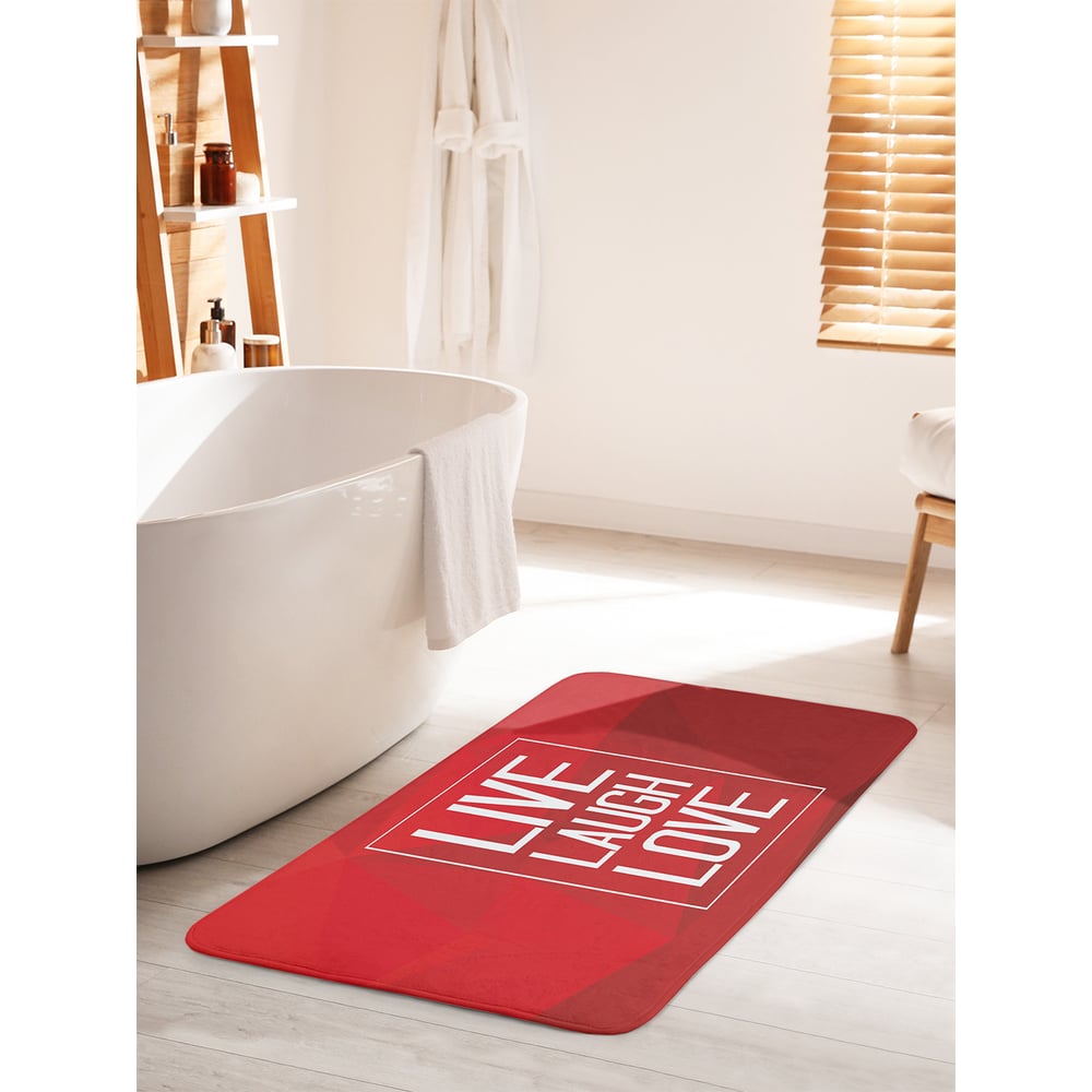 Изображение товара Коврик для ванной комнаты и туалета противоскользящий JOYARTY "Live.Laugh.Love" 60х100 см bath_53840_60x100
