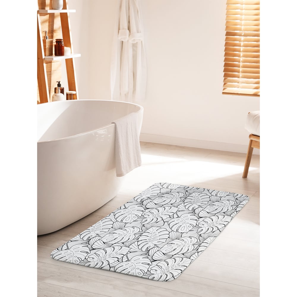 Изображение товара Коврик для ванной комнаты JOYARTY 60х100 см противоскользящий черно-белые тропики
