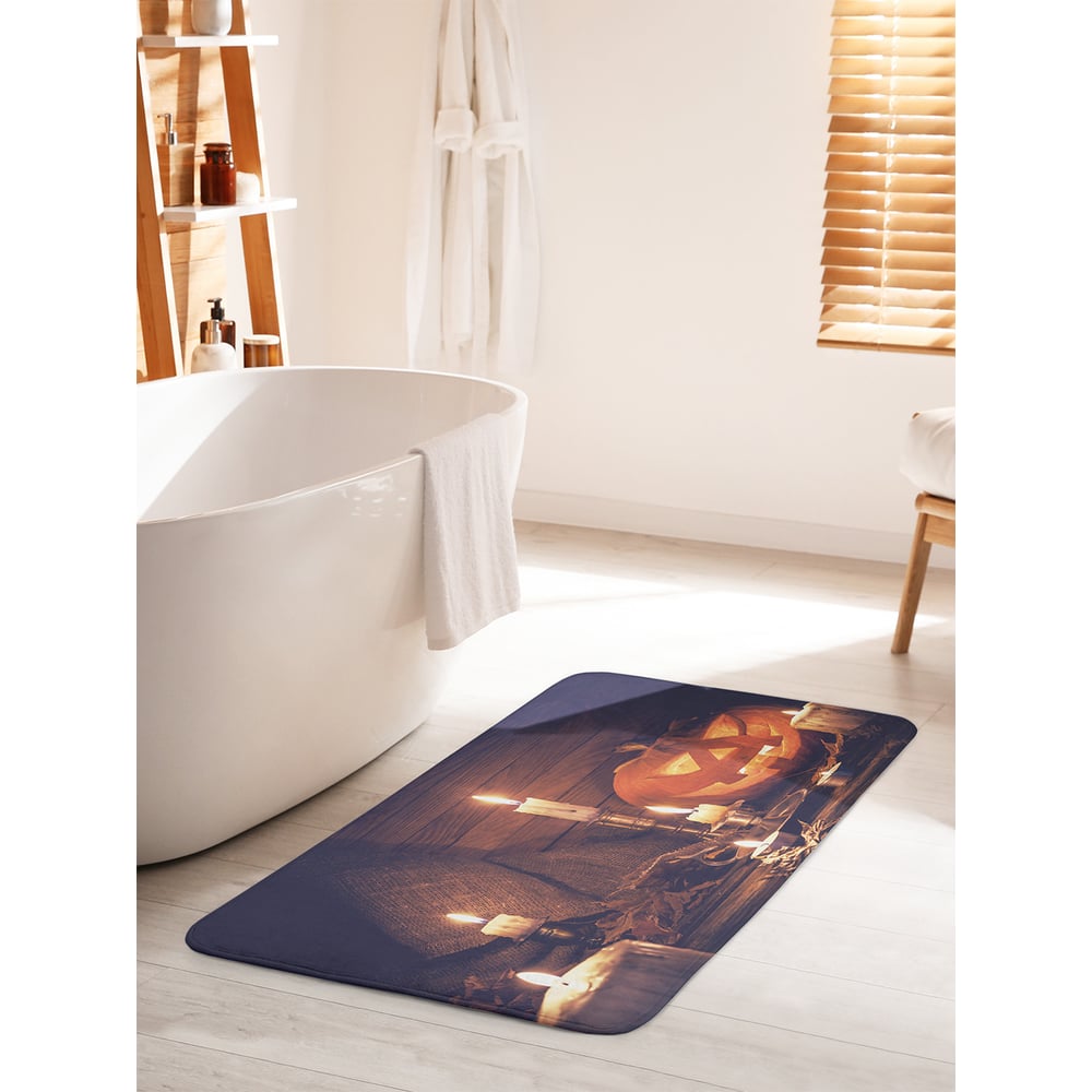 Изображение товара Коврик для ванной комнаты и туалета противоскользящий JOYARTY "Тыквенный фонарь при свечах" 60х100 см bath_36732_60x100