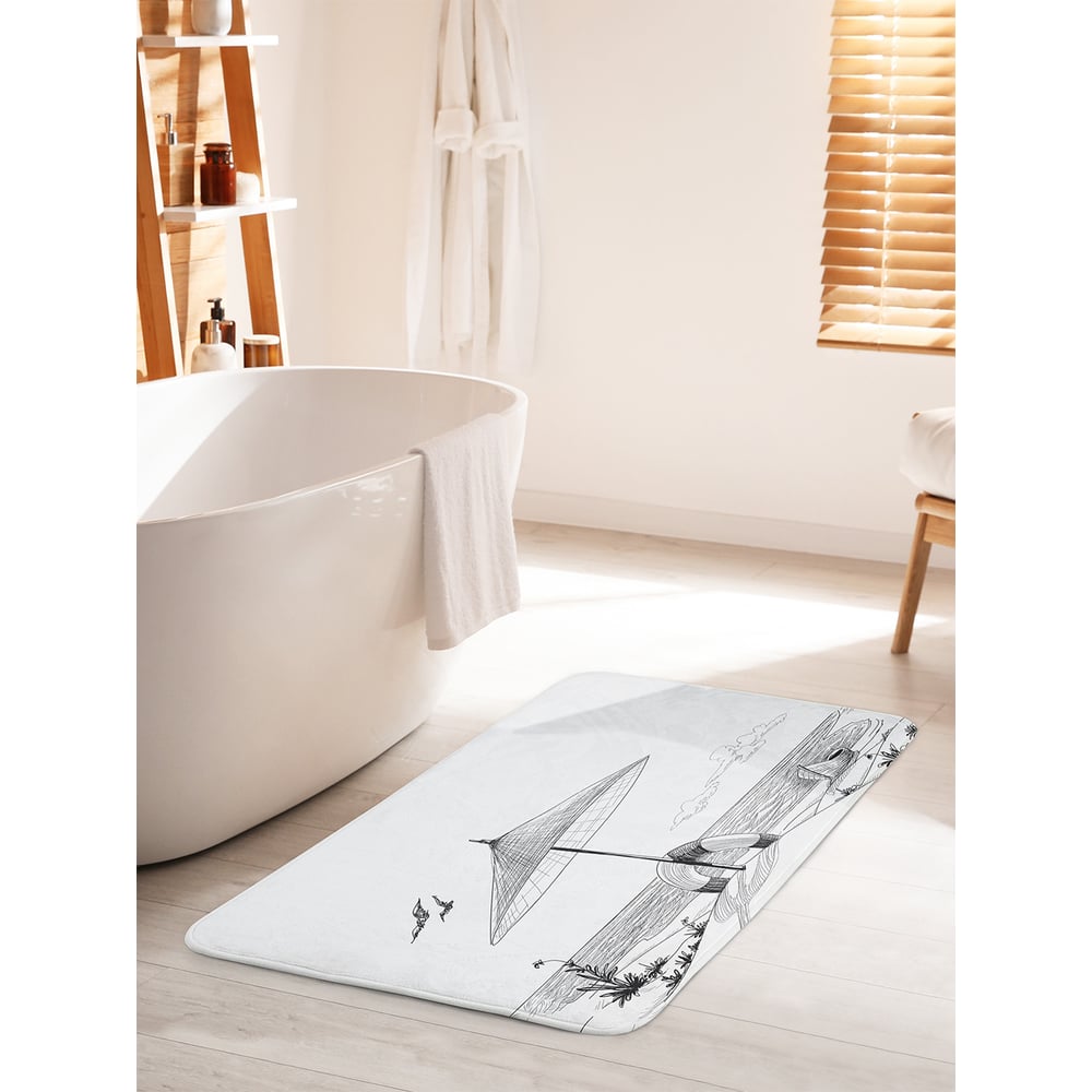 Изображение товара Коврик для ванной комнаты противоскользящий JOYARTY 60х100 см Бело-черный