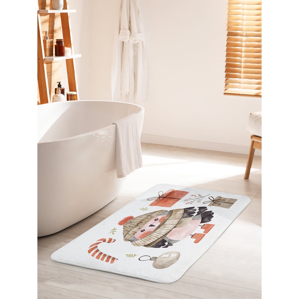 Изображение товара Коврик для ванной комнаты и туалета противоскользящий JOYARTY "Рождественская сова" 60х100 см bath_380852_60x100