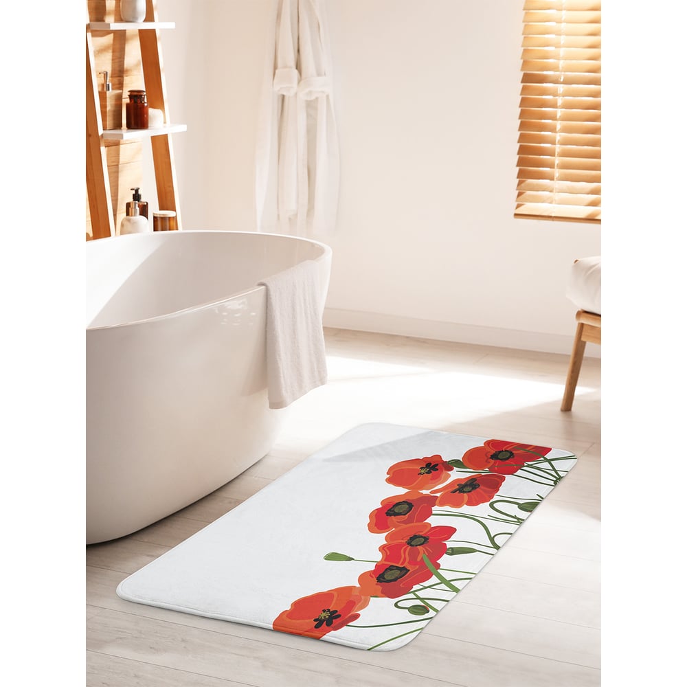 Изображение товара Коврик для ванной комнаты и туалета противоскользящий JOYARTY Маковый ряд 60х100 см