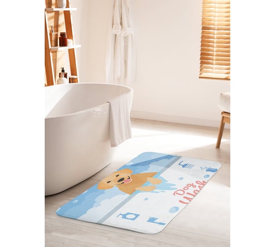 Изображение товара Коврик для ванной комнаты и туалета противоскользящий JOYARTY "Купание собаки" 60х100 см bath_59188_60x100