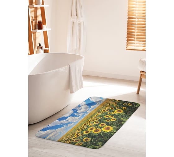 Изображение товара Коврик для ванной комнаты и туалета противоскользящий JOYARTY "Поле подсолнухов" 60х100 см bath_105974_60x100