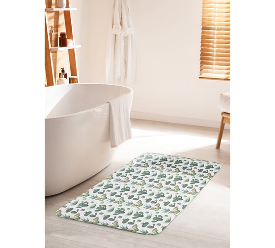 Изображение товара Коврик для ванной комнаты и туалета противоскользящий JOYARTY "Маленькие кактусы" 60х100 см bath_122816_60x100