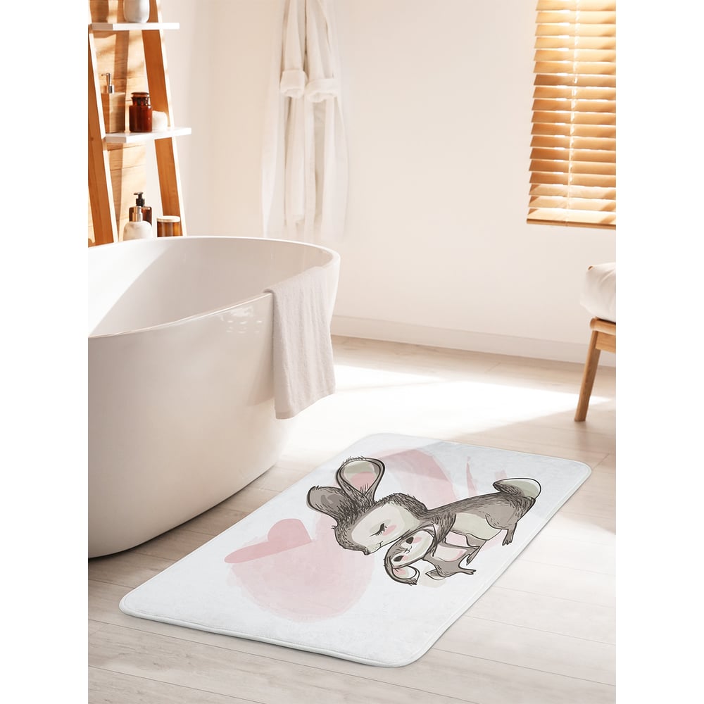 Изображение товара Коврик для ванной комнаты противоскользящий JOYARTY 60х100 см Зайчиха