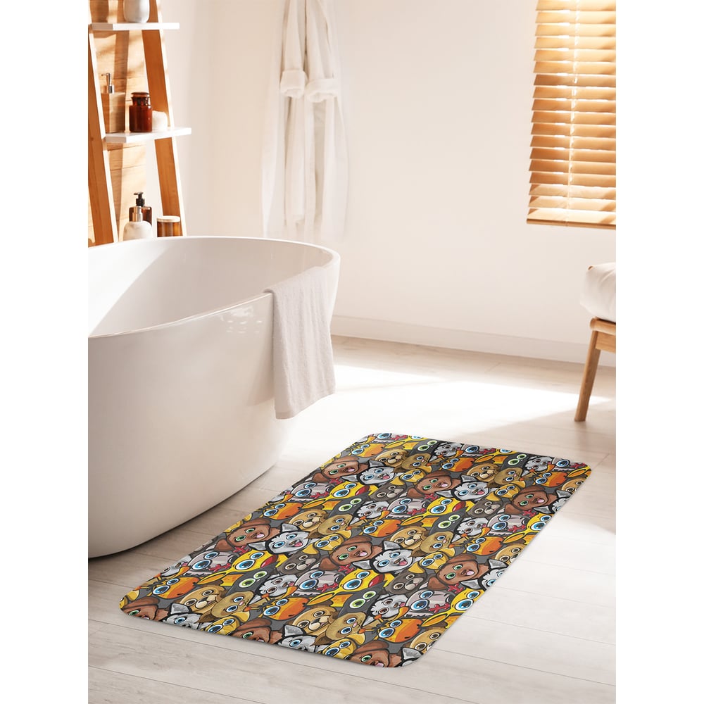 Изображение товара Противоскользящий коврик для ванной JOYARTY Собачьи мордашки 60х100 см