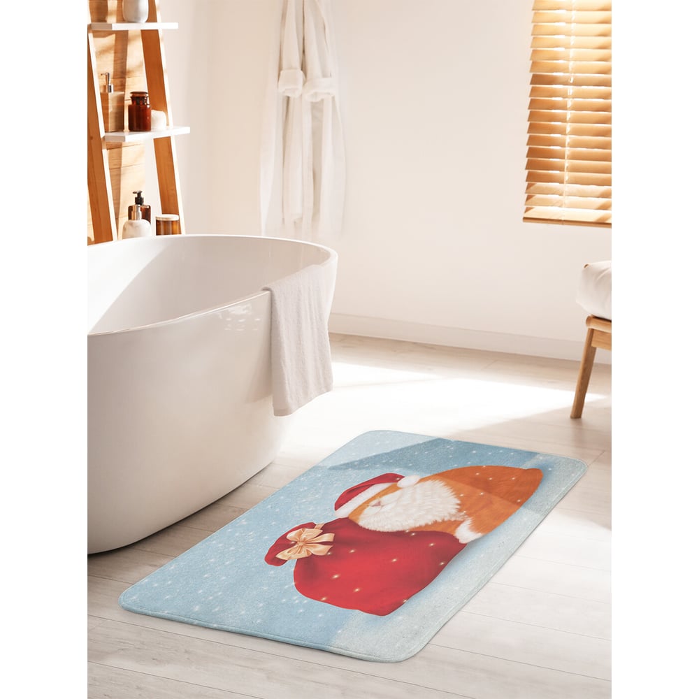 Изображение товара Коврик для ванной JOYARTY Кот с новогодними подарками 60х100 см противоскользящий