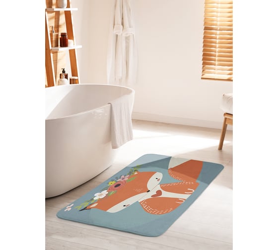 Изображение товара Коврик для ванной комнаты и туалета противоскользящий JOYARTY "Скромная лисичка" 60х100 см bath_378476_60x100