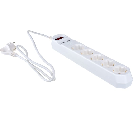 Изображение товара Сетевой фильтр ЭРА USF-5es-1.5m-USB-W белый Б0019037