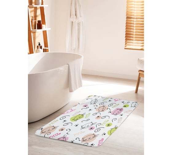 Изображение товара Коврик для ванной комнаты и туалета противоскользящий JOYARTY "Кошачьи следы" 60х100 см bath_9637_60x100