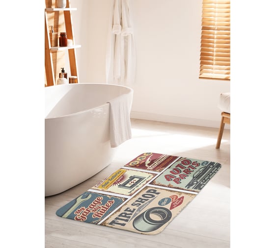 Изображение товара Коврик для ванной комнаты и туалета противоскользящий JOYARTY "Автомобильное ретро" 60х100 см bath_9665_60x100