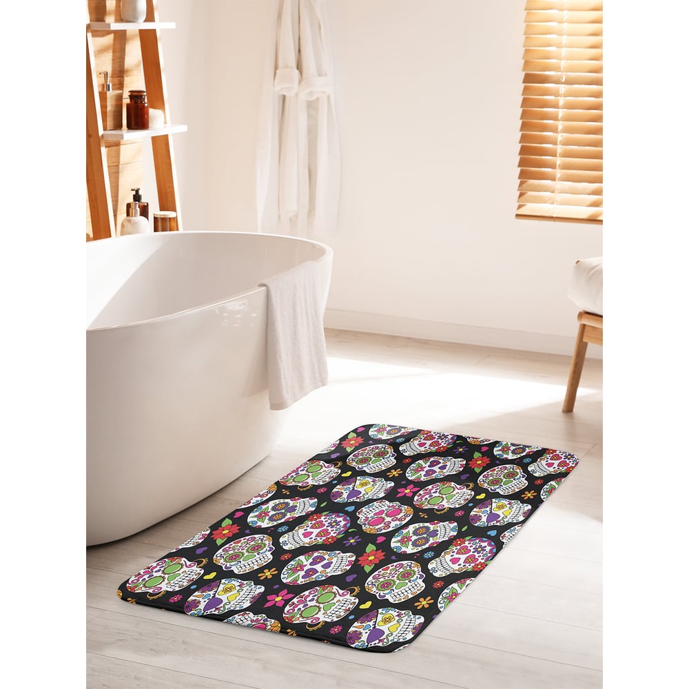 Изображение товара Коврик для ванной комнаты противоскользящий JOYARTY 60х100 см с сахарными черепами