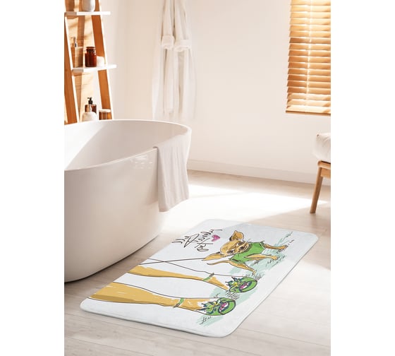 Изображение товара Коврик для ванной комнаты и туалета противоскользящий JOYARTY "Собака на поводке" 60х100 см bath_91428_60x100