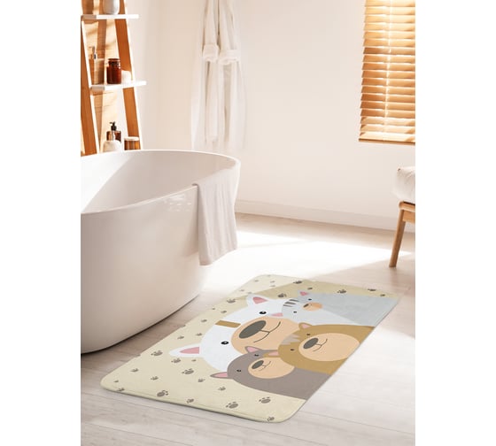 Изображение товара Коврик для ванной комнаты и туалета противоскользящий JOYARTY "Кошачья семья" 60х100 см bath_70478_60x100
