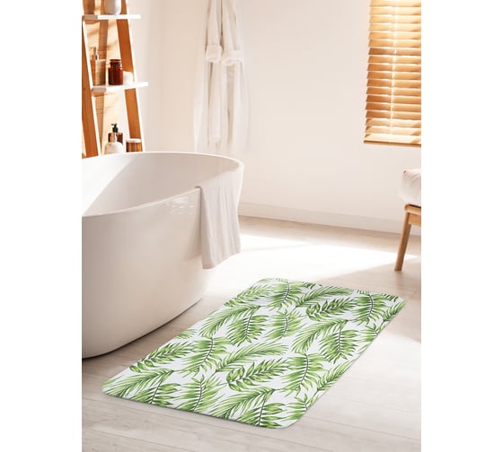Изображение товара Коврик для ванной комнаты и туалета противоскользящий JOYARTY "Ветки папоротника" 60х100 см bath_36015_60x100