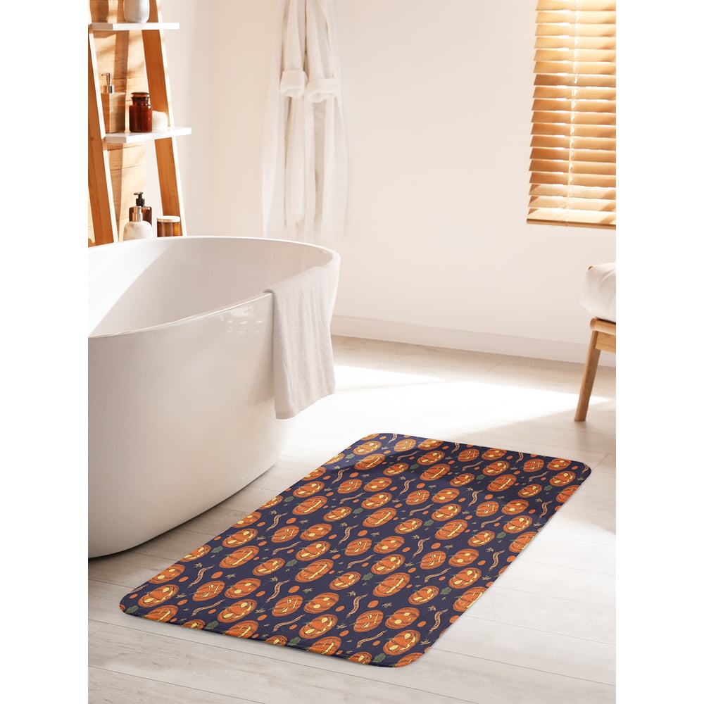 Изображение товара Коврик для ванной комнаты и туалета противоскользящий JOYARTY "Тыквенные фонарики" 60х100 см bath_36698_60x100