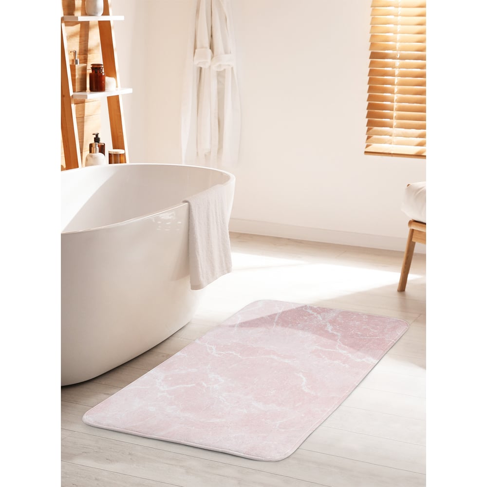 Изображение товара Коврик для ванной комнаты противоскользящий JOYARTY 60х100 см с розовым мраморным узором