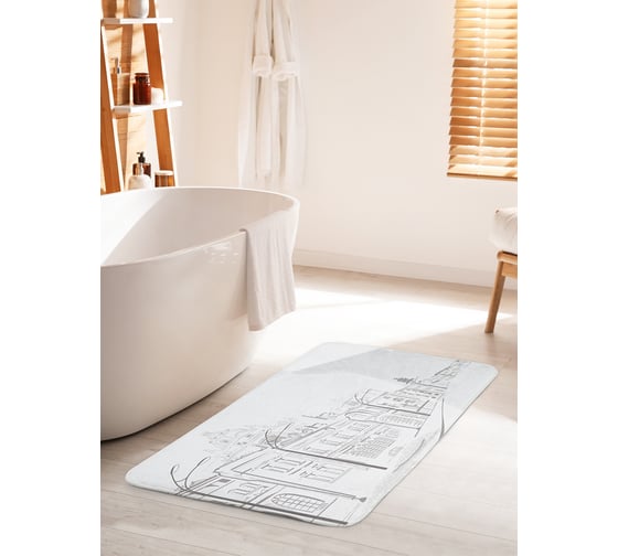 Изображение товара Коврик для ванной комнаты и туалета противоскользящий JOYARTY "Наброски улиц" 60х100 см bath_95496_60x100