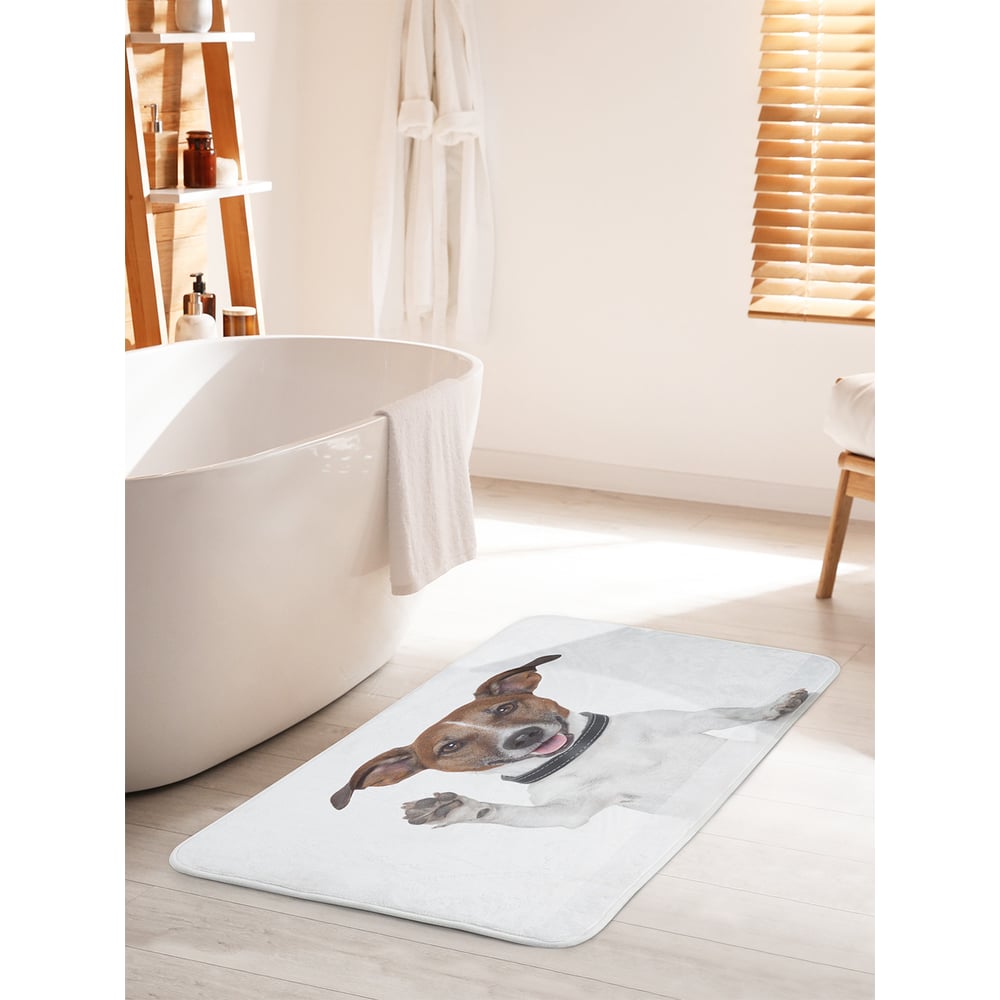 Изображение товара Противоскользящий коврик для ванной JOYARTY 60х100 см белый коричневый серый