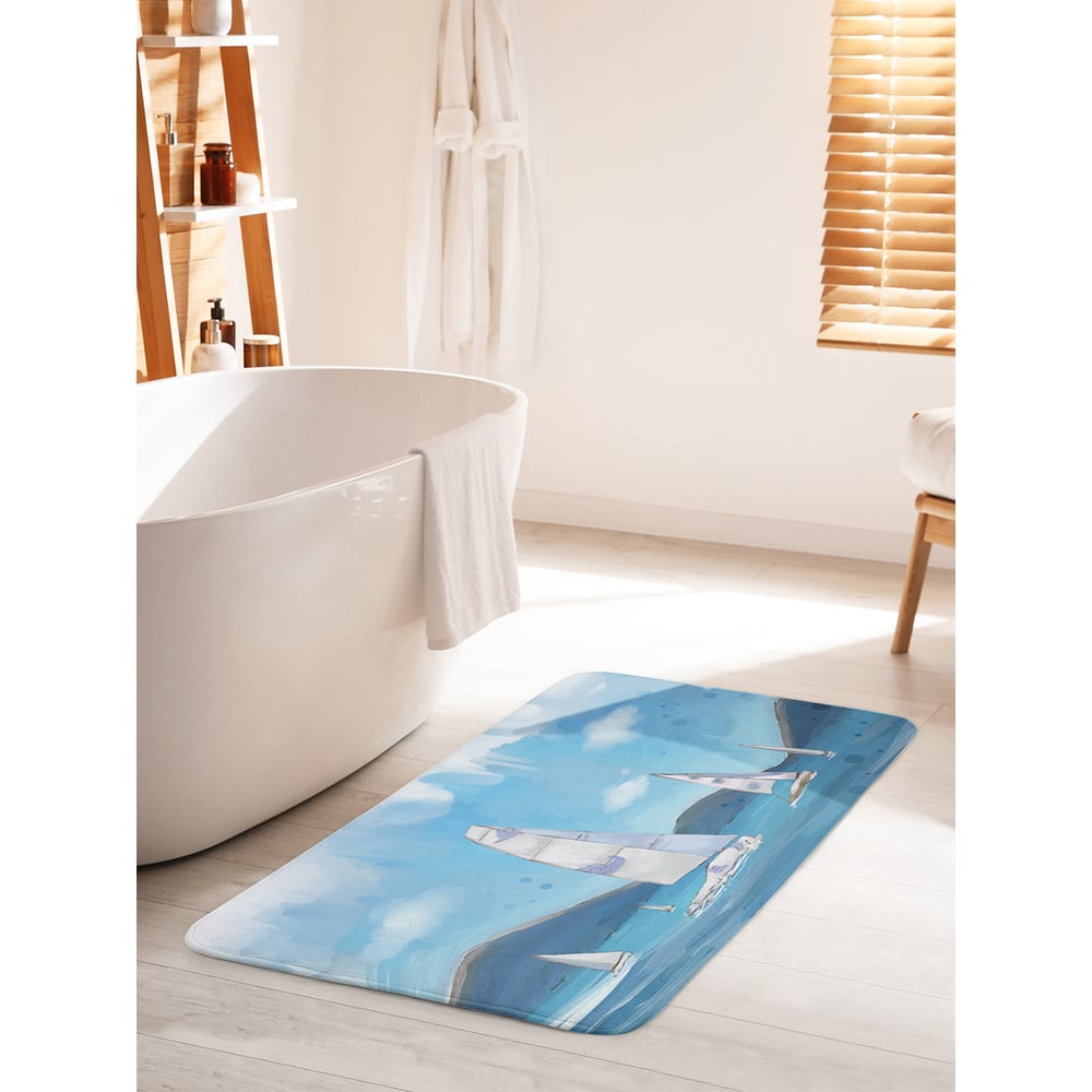 Изображение товара Коврик для ванной комнаты JOYARTY Паруса на фоне гор 60x100 см противоскользящий