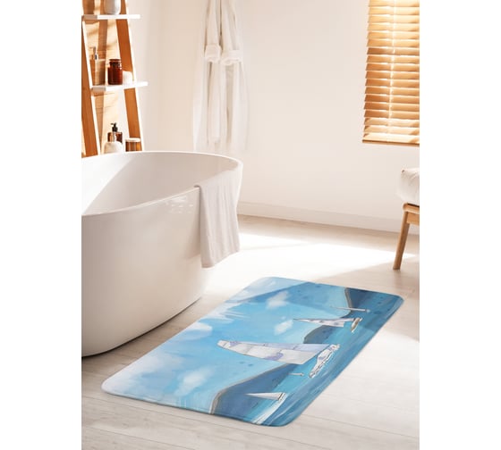 Изображение товара Коврик для ванной комнаты и туалета противоскользящий JOYARTY "Паруса на фоне гор" 60х100 см bath_66306_60x100