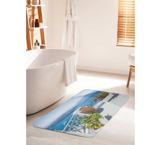 Изображение товара Коврик для ванной комнаты и туалета противоскользящий JOYARTY "Отдых на террасе" 60х100 см bath_34941_60x100
