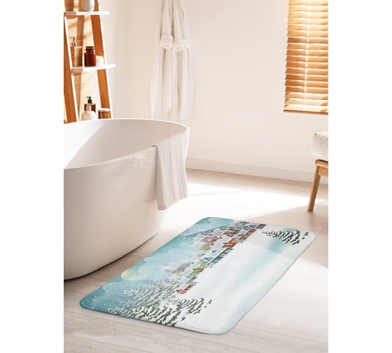 Изображение товара Коврик для ванной комнаты и туалета противоскользящий JOYARTY "Снежный городок" 60х100 см bath_104152_60x100