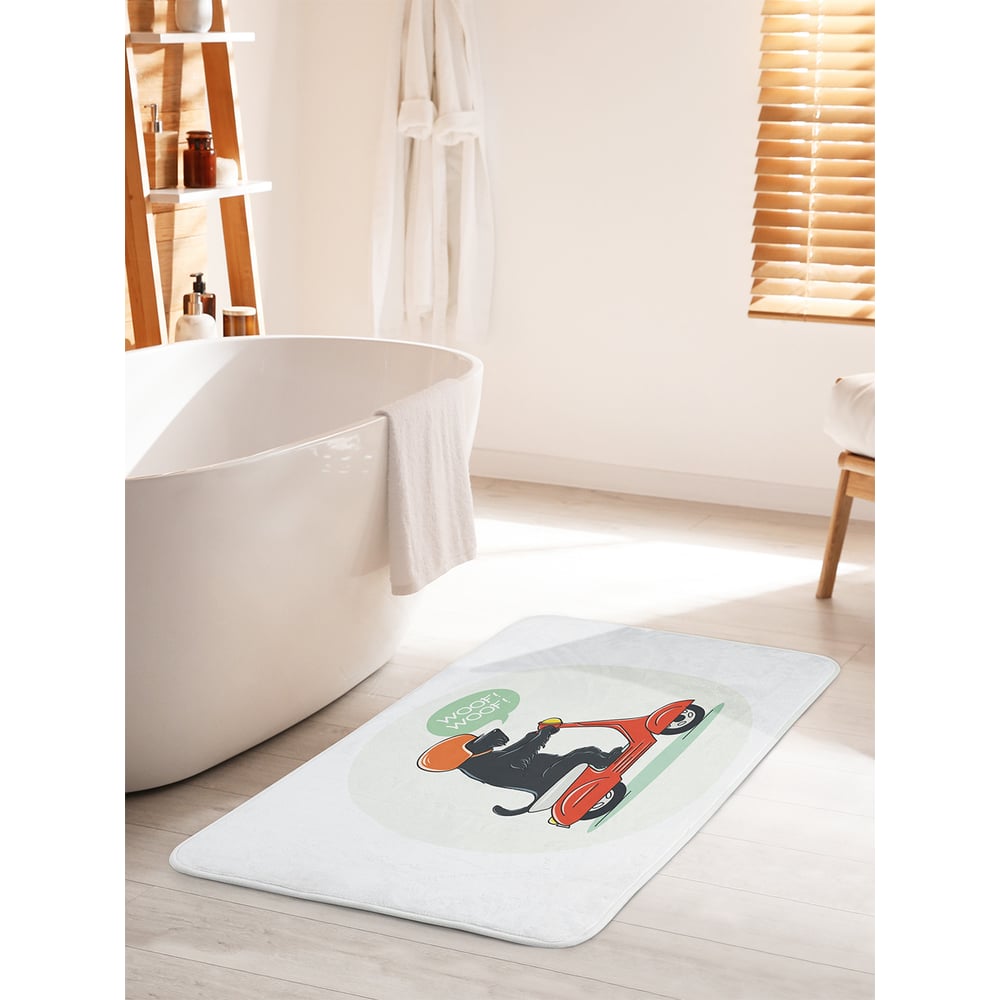 Изображение товара Противоскользящий коврик для ванной JOYARTY 60х100 см Собака на мотороллере