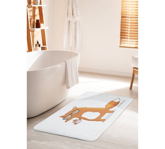 Изображение товара Коврик для ванной комнаты и туалета противоскользящий JOYARTY "Хитрый лис" 60х100 см bath_78553_60x100