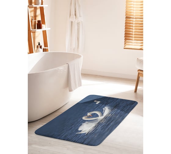 Изображение товара Коврик для ванной комнаты и туалета противоскользящий JOYARTY "Любовь лебедей" 60х100 см bath_79748_60x100