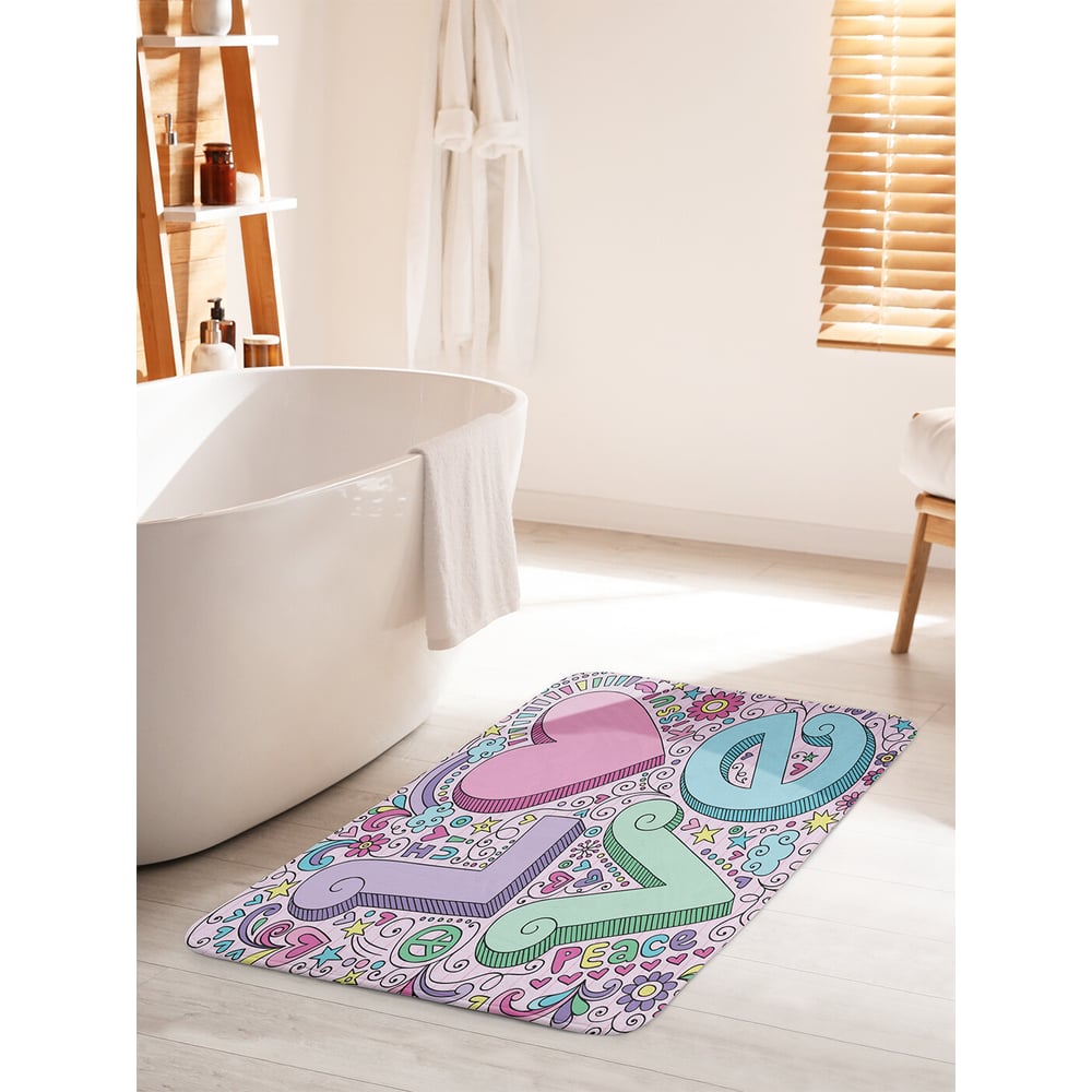 Изображение товара Коврик для ванной комнаты и туалета противоскользящий JOYARTY "Объемные буквы и сердца" 60х100 см bath_41631_60x100
