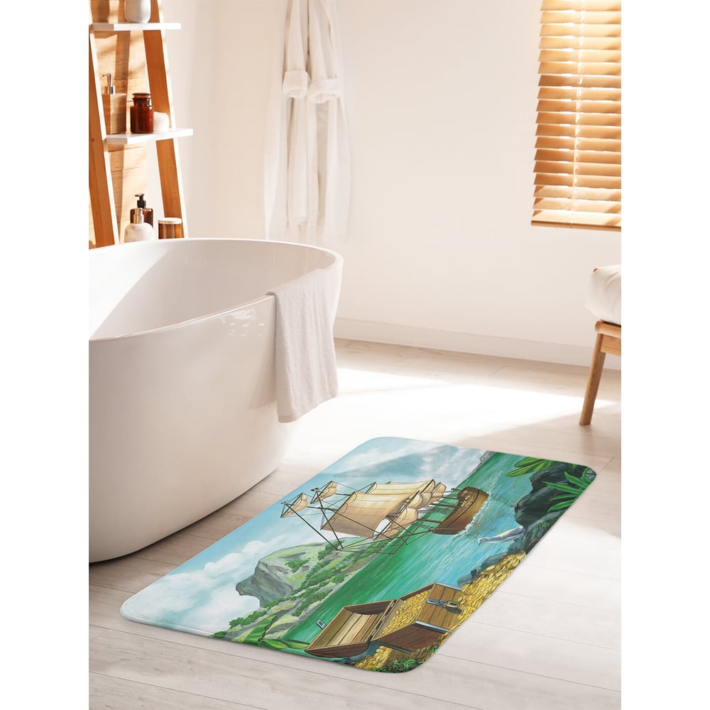 Изображение товара Коврик для ванной JOYARTY Пиратский корабль и сокровища 60х100 см