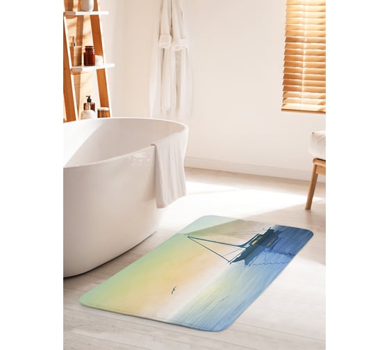 Изображение товара Коврик для ванной комнаты и туалета противоскользящий JOYARTY "Одинокий парусник" 60х100 см bath_28140_60x100