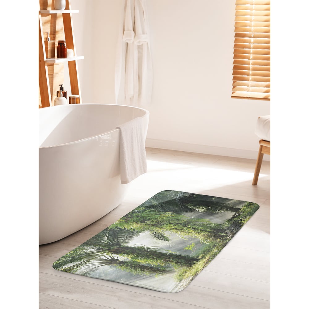 Изображение товара Коврик для ванной комнаты JOYARTY 60х100 см противоскользящий Джунгли под лучами солнца