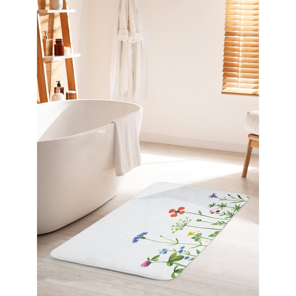 Изображение товара Коврик для ванной комнаты и туалета противоскользящий JOYARTY "Полевой цветочный сбор" 60х100 см bath_32063_60x100