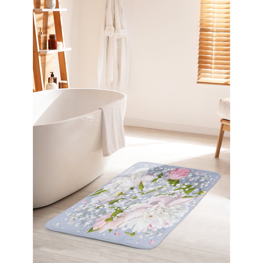 Изображение товара Коврик для ванной комнаты и туалета противоскользящий JOYARTY "Букет с пионами" 60х100 см bath_53156_60x100