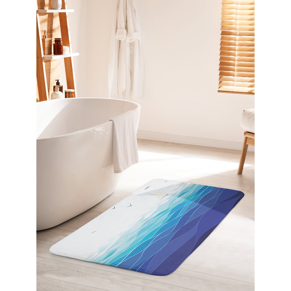 Изображение товара Коврик для ванной комнаты и туалета JOYARTY "Иллюстрированные волны", 60x100 см, противоскользящий